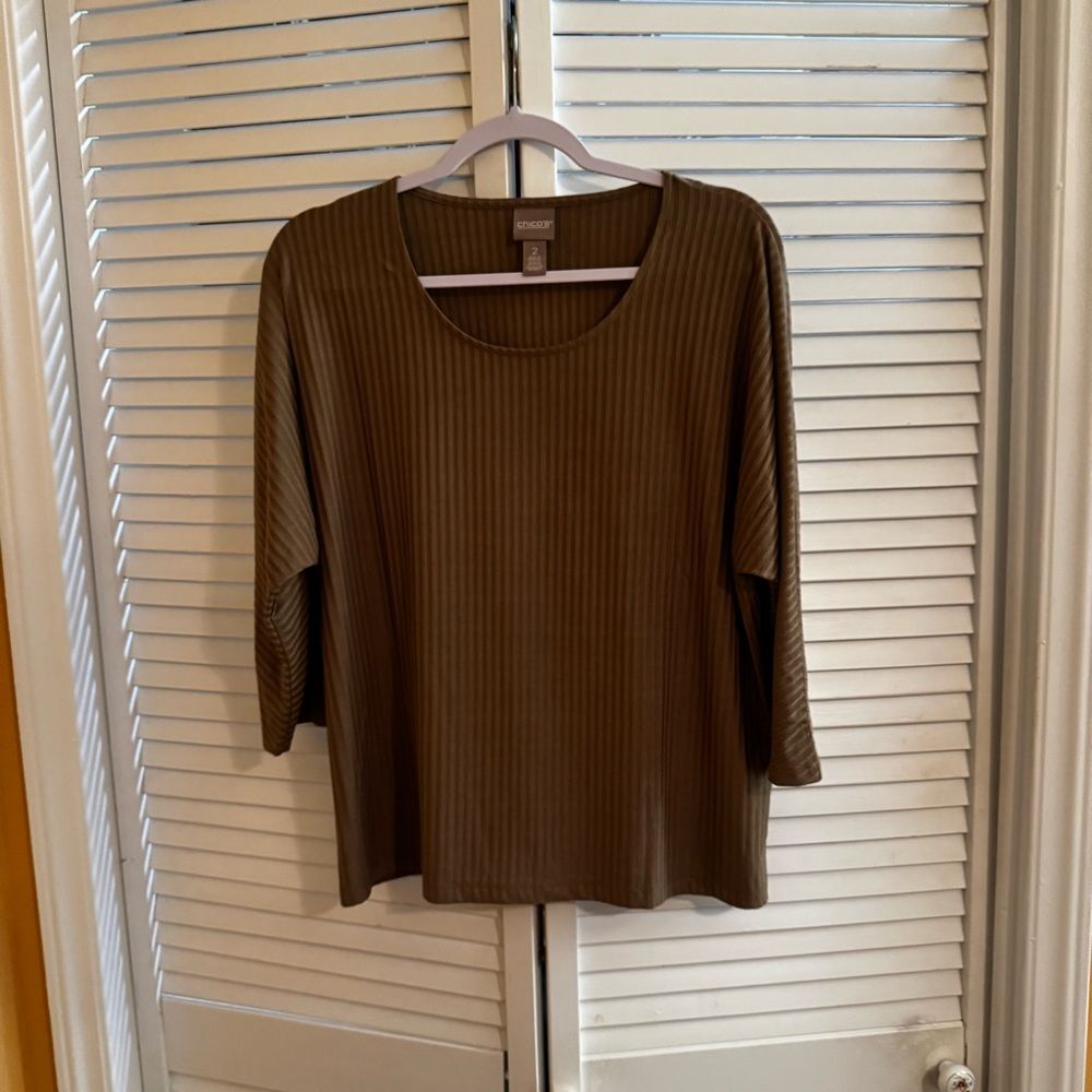 Brown Large 3/4 sleeve Women's CasualTop